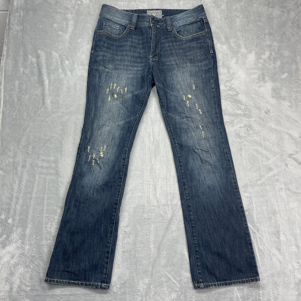 Heritage‎ 1981 Bootcut Jeans Mens 32 (33x32) Blue Denim Faded Grunge Distressed